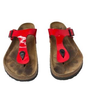 Birkenstock Gizeh Size Women’s 10 41 Patent Red Toe Post Classic Footbed Sandals